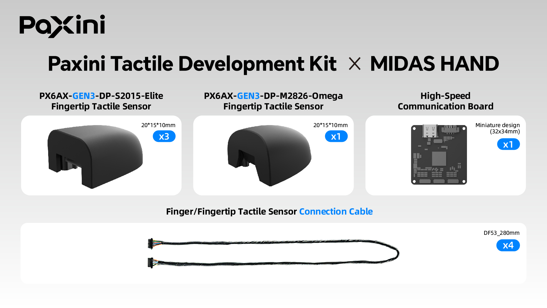Paxini tactile bundle contents